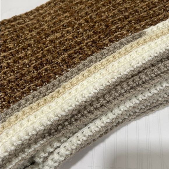 Handmade Crochet Scarf Brown and Cream - Picture 8 of 8
